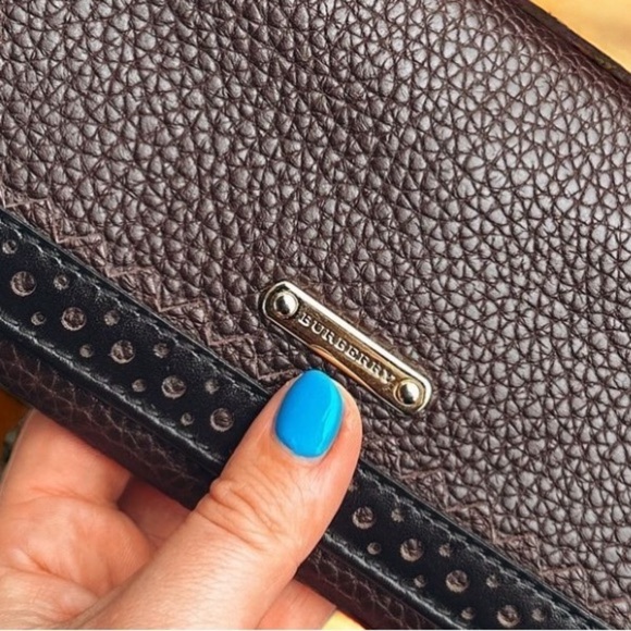 BURBERRY Pebbled Leather Long Wallet, Brown, 7.5”x4” x 1” - Picture 2 of 10